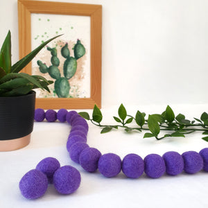 Purple Pom Pom Garland - Felt Ball Nursery Decor