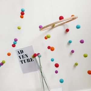 Rainbow Pom Pom Garland - Felt Ball Nursery Decor
