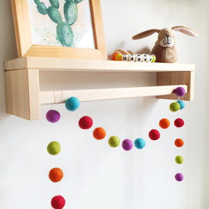 Rainbow Pom Pom Garland - Felt Ball Nursery Decor