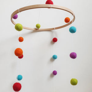 Rainbow Felt Ball Cot Mobile - Pom Pom Nursery Decor