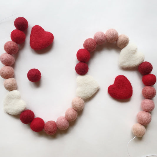 Red Ombre Rainbow Pom Pom Garland - Felt Ball Nursery Decor