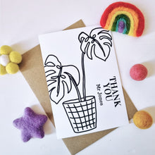 Load image into Gallery viewer, Colour Me In Personalised Teachers Monstera Design - A6 Greeting Card