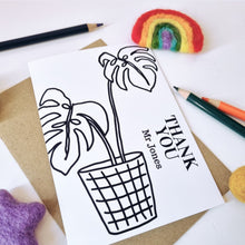 Load image into Gallery viewer, Colour Me In Personalised Teachers Monstera Design - A6 Greeting Card