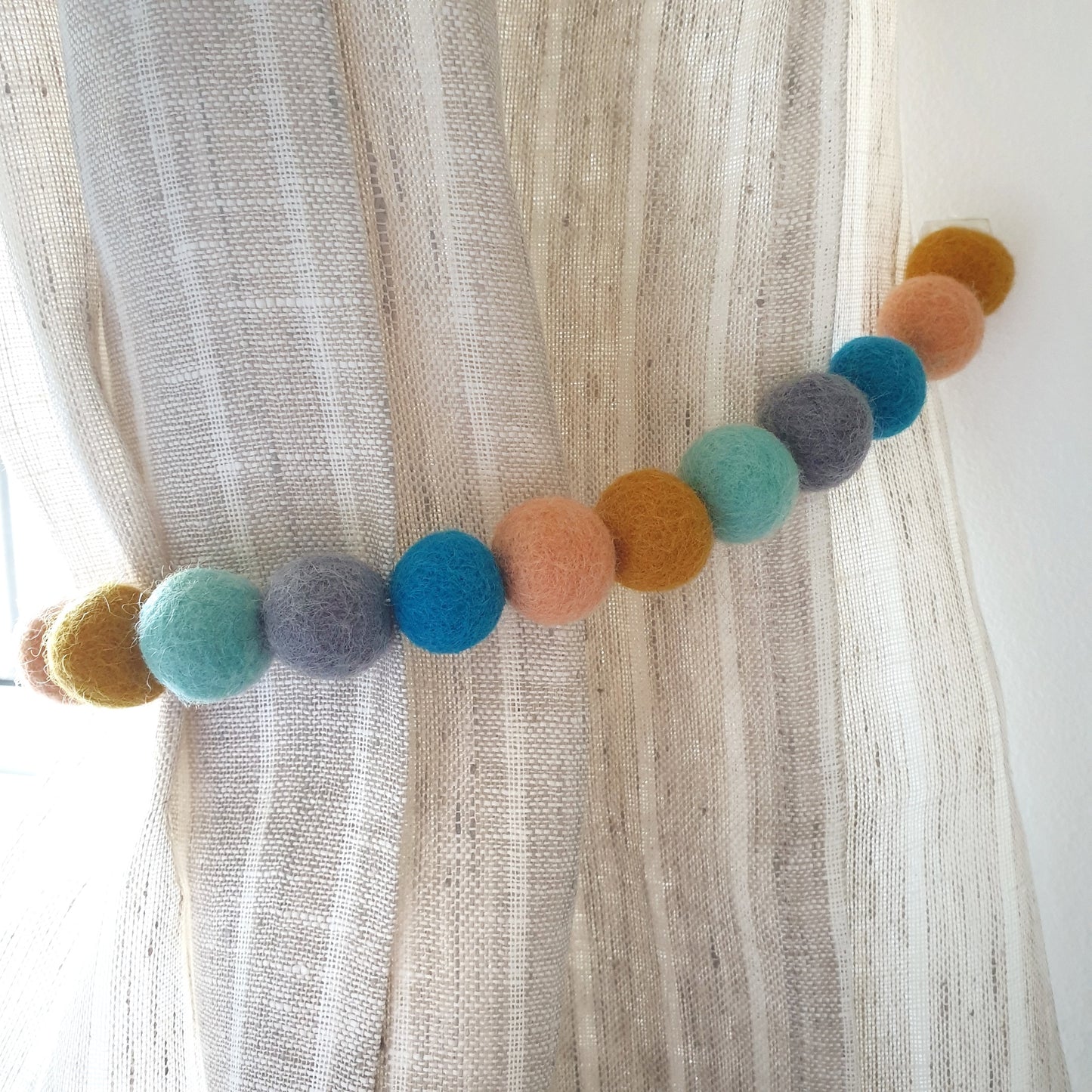 Pastel Curtain Felt Ball Pom Pom Tie Backs