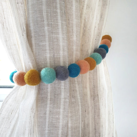 Pastel Curtain Felt Ball Pom Pom Tie Backs