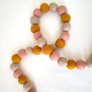 Vintage Rainbow Pink Pom Pom Garland - Felt Ball Nursery Decor
