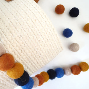 Vintage Retro Rainbow Pom Pom Garland - Felt Ball Nursery Decor