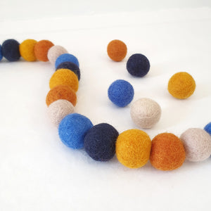 Vintage Retro Rainbow Pom Pom Garland - Felt Ball Nursery Decor