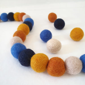 Vintage Retro Rainbow Pom Pom Garland - Felt Ball Nursery Decor