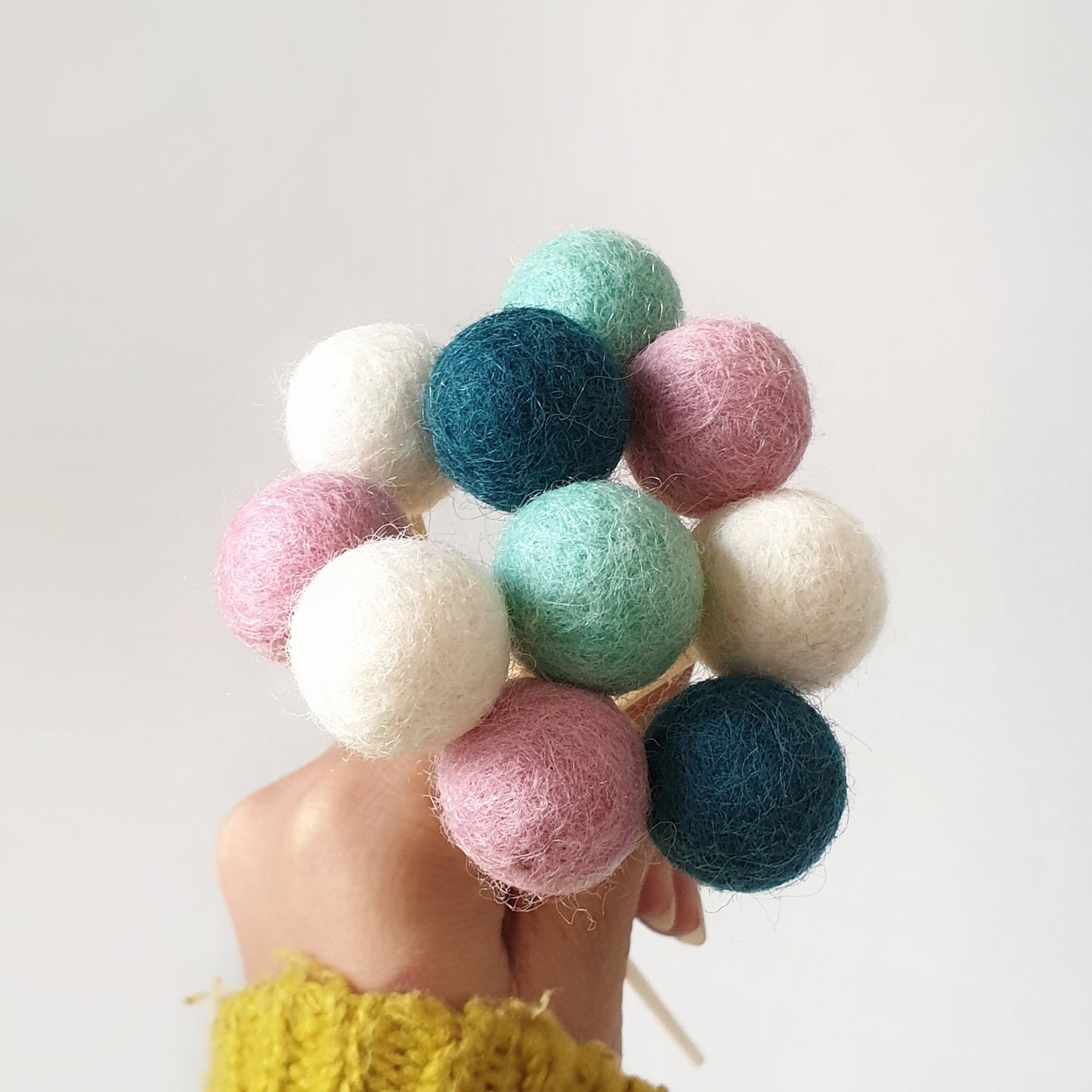 Winter Pom Pom Flowers, Felt Ball Bouquet Room Decor