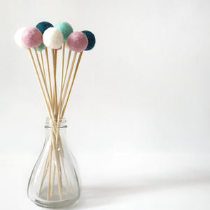 Winter Pom Pom Flowers, Felt Ball Bouquet Room Decor