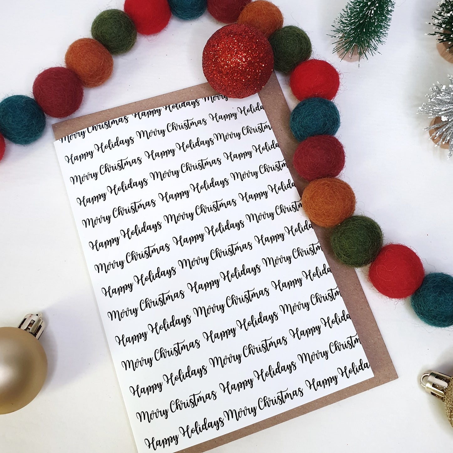 Merry Christmas Happy Holidays - A6 Monochrome Typo Greeting Card