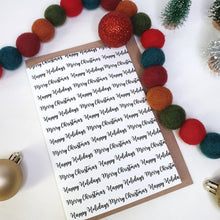 Load image into Gallery viewer, Merry Christmas Happy Holidays - A6 Monochrome Typo Greeting Card
