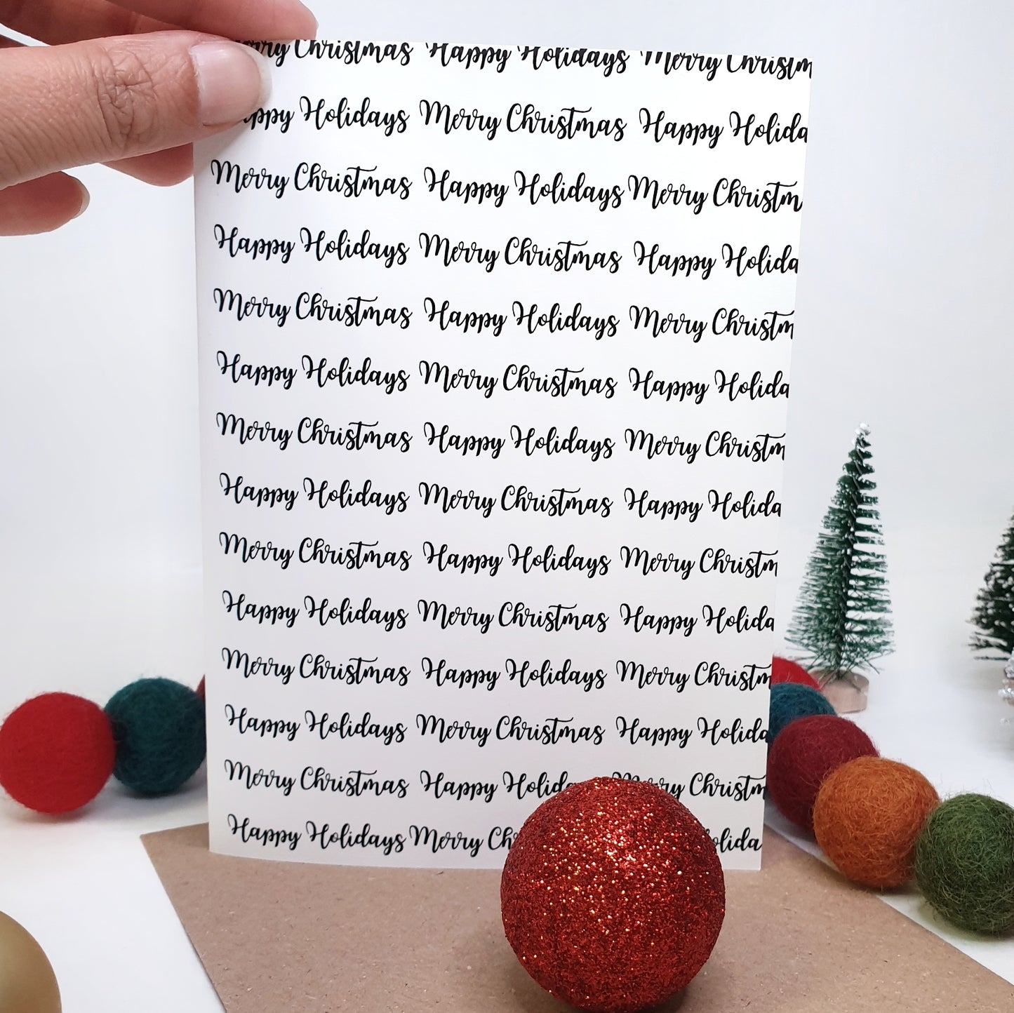 Merry Christmas Happy Holidays - A6 Monochrome Typo Greeting Card