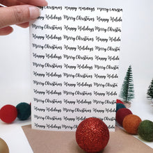 Load image into Gallery viewer, Merry Christmas Happy Holidays - A6 Monochrome Typo Greeting Card