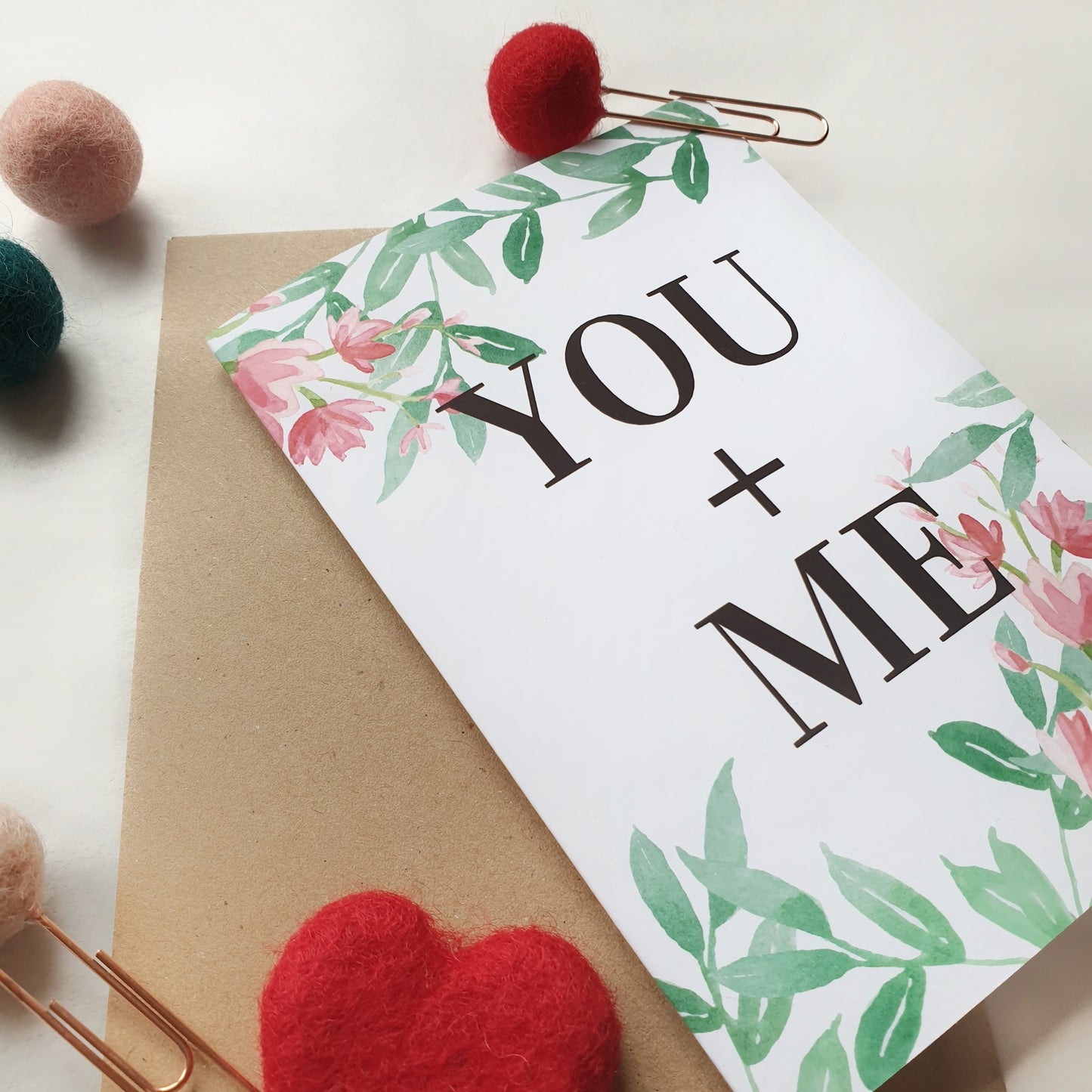 You + Me - A6 Botanical Watercolour Greeting Card