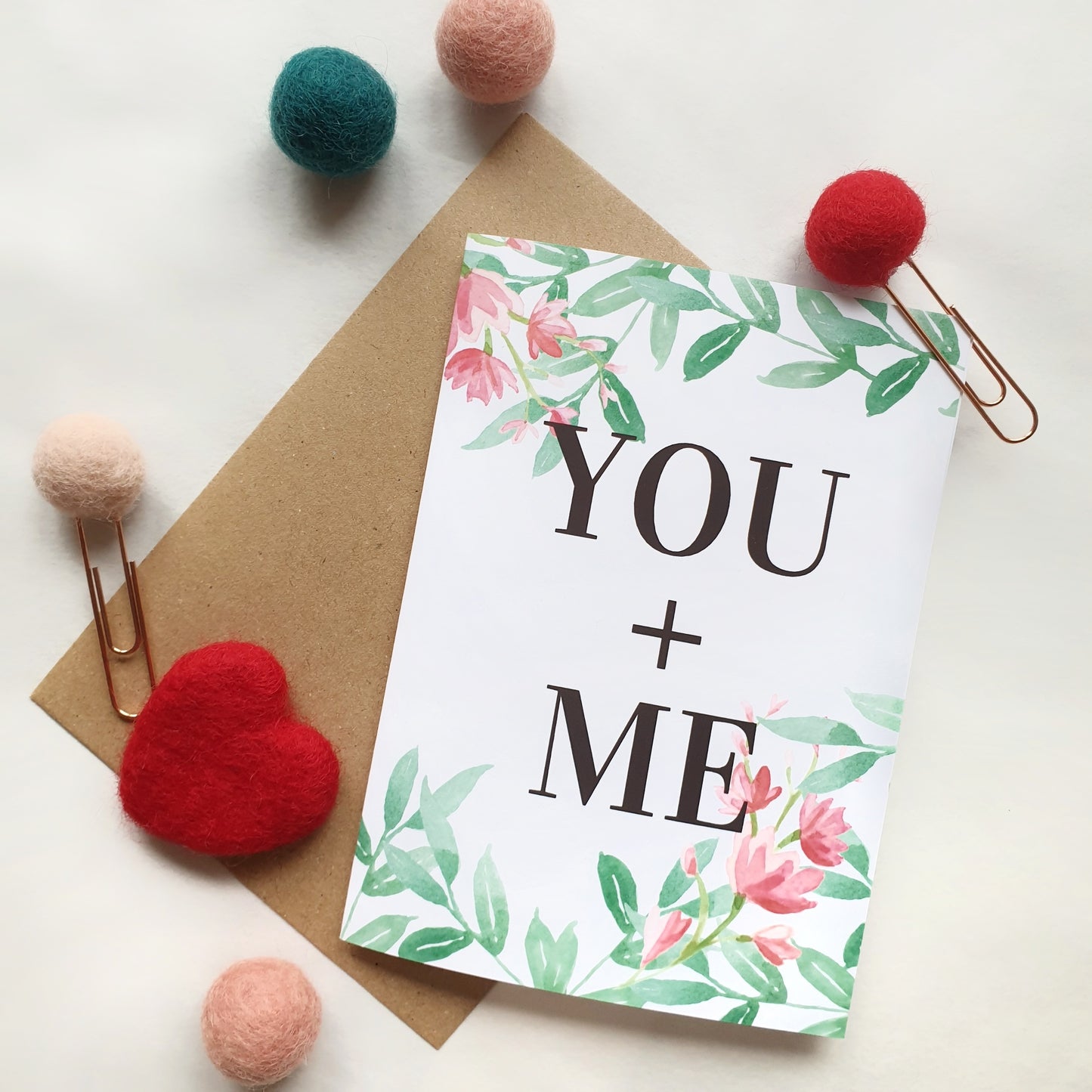 You + Me - A6 Botanical Watercolour Greeting Card