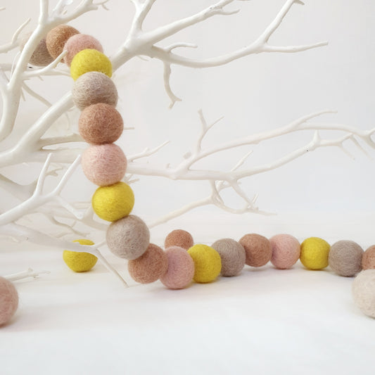 Daffodil Pom Pom Garland - Felt Ball Nursery Decor