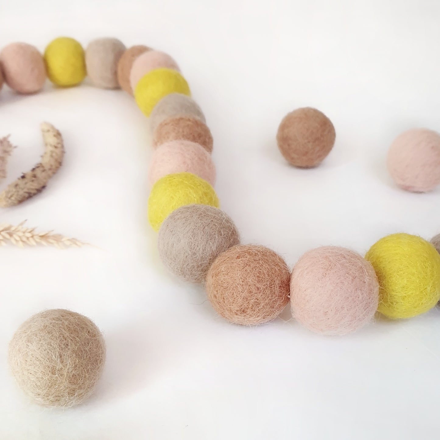 Daffodil Pom Pom Garland - Felt Ball Nursery Decor